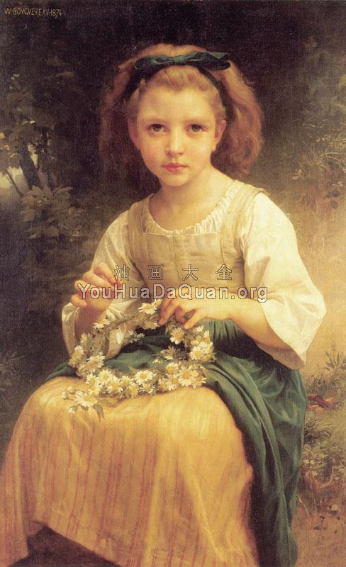 Enfant tressant une couronne, Child braiding a crown - 威廉·阿道夫·布格罗